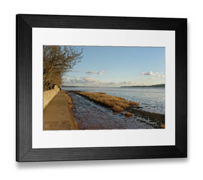 Framed Print : The Goat Walk along the Exe Estuary at dusk, Topsham, Devon, England, UK. January, 2024 Framed Print : The Goat Walk along the Exe Estuary at dusk, Topsham, Devon, England, UK. January, 2024