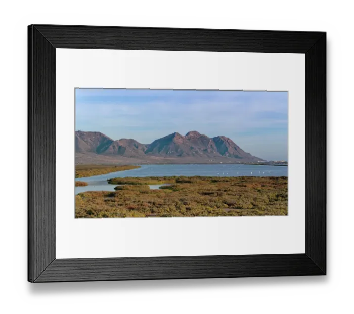 Framed Print : Las Salinas salt pans overlooked by volcanic peaks of Cerro San Miguel, Cabo de Gata-Nijar Natural Park, Almeria, Spain. March, 2024 Framed Print : Las Salinas salt pans overlooked by volcanic peaks of Cerro San Miguel, Cabo de Gata-Nijar Natural Park, Almeria, Spain. March, 2024