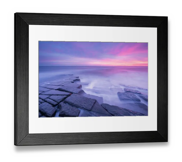 Framed Print : Rocky ledges at Cocklawburn beach and dawn colour, high-tide, Northumberland, England, UK. October, 2024 Framed Print : Rocky ledges at Cocklawburn beach and dawn colour, high-tide, Northumberland, England, UK. October, 2024