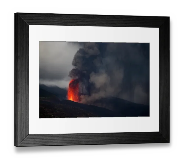 Framed Print : Lava and smoke billowing out of the erupting Cumbre Vieja volcano, La Palma, Canary Islands. September, 2021 Framed Print : Lava and smoke billowing out of the erupting Cumbre Vieja volcano, La Palma, Canary Islands. September, 2021