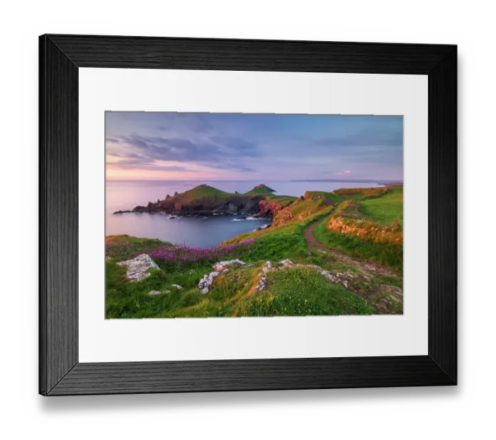 Framed Print : The Rumps, Pentire Head in late evening light with the South West Coast Path, Polzeath, Cornwall, England, UK. May, 2024 Framed Print : The Rumps, Pentire Head in late evening light with the South West Coast Path, Polzeath, Cornwall, England, UK. May, 2024