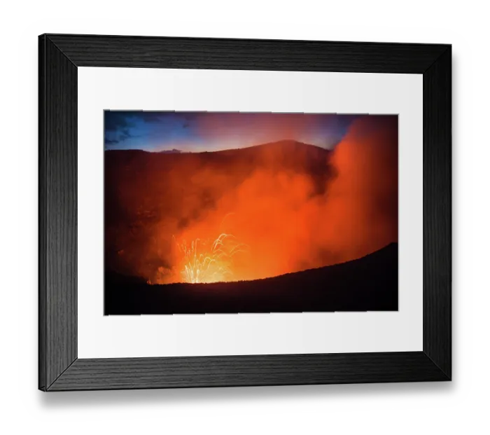 Framed Print : Volcanic lava lake erupting with molten lava at dawn, Mount Yasur, Tanna Island, Vanuatu. June, 2019 Framed Print : Volcanic lava lake erupting with molten lava at dawn, Mount Yasur, Tanna Island, Vanuatu. June, 2019