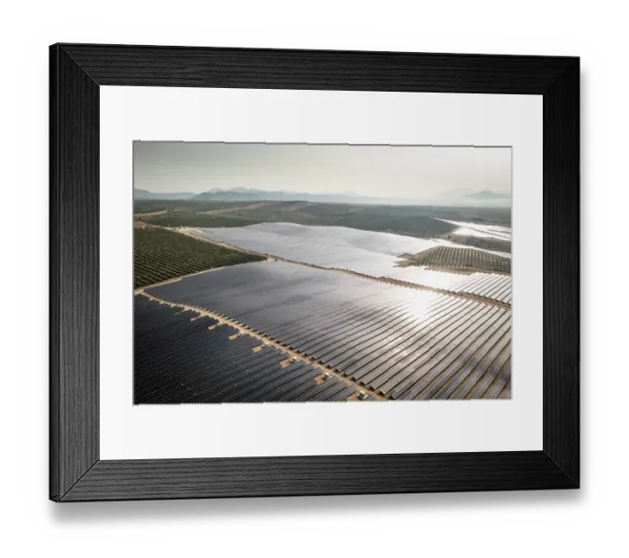 Framed Print : Aerial view of large solar power farm, Granada district, southern Spain. June, 2023 Framed Print : Aerial view of large solar power farm, Granada district, southern Spain. June, 2023