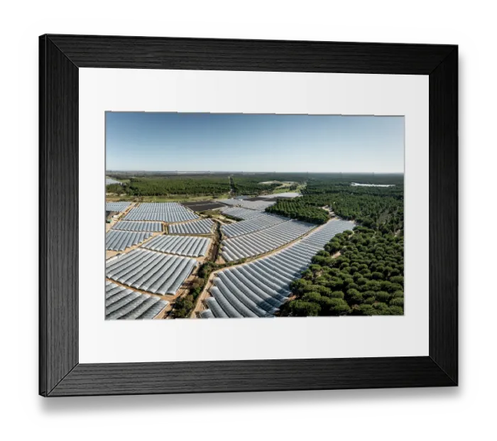 Framed Print : Aerial view of commercial strawberry farm stealing water from Donana wetlands. Andalusia, Spain. November, 2023 Framed Print : Aerial view of commercial strawberry farm stealing water from Donana wetlands. Andalusia, Spain. November, 2023