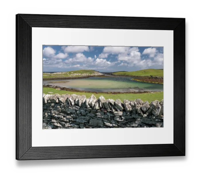 Framed Print : Drystone wall and East Pool, Island of Mousa, Shetland Islands, Scotland, UK. July, 2017 Framed Print : Drystone wall and East Pool, Island of Mousa, Shetland Islands, Scotland, UK. July, 2017