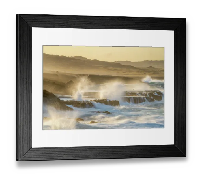 Framed Print : RF - Breaking waves on the rocky shore at dusk, Aruba, Caribbean Sea. March, 2024. (This image may be licensed either as rights managed or royalty free.) Framed Print : RF - Breaking waves on the rocky shore at dusk, Aruba, Caribbean Sea. March, 2024. (This image may be licensed either as rights managed or royalty free.)