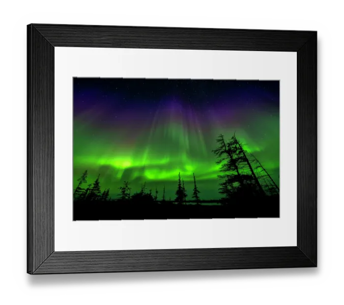 Framed Print : RF - Aurora borealis above the tundra near Churchill, Manitoba, Canada. August, 2024. (This image may be licensed either as rights managed or royalty free.)