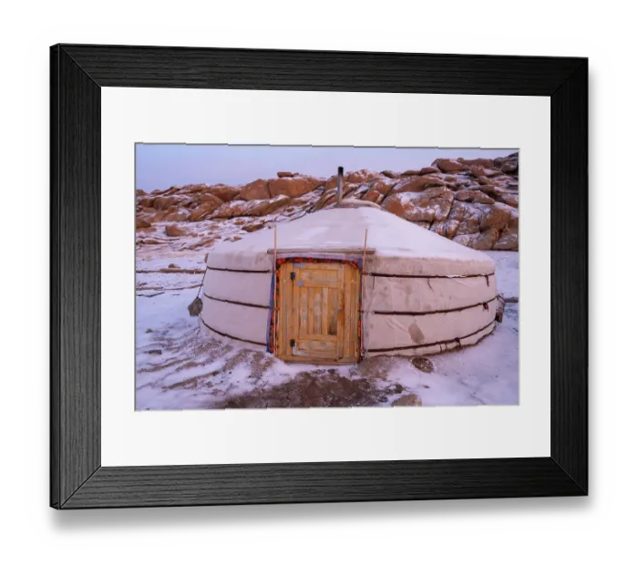Framed Print : Yurt / ger tent at the Mongolian nomad camp in the Margaz Mountains, Western Mongolia. November, 2024 Framed Print : Yurt / ger tent at the Mongolian nomad camp in the Margaz Mountains, Western Mongolia. November, 2024