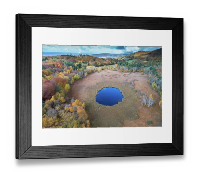 Framed Print : Aerial view of lake in a bog, Sensitive Natural Space (Espace Naturel Sensible ENS), Natura 2000, Ain, Massif of Bugey, France. October, 2020 Framed Print : Aerial view of lake in a bog, Sensitive Natural Space (Espace Naturel Sensible ENS), Natura 2000, Ain, Massif of Bugey, France. October, 2020