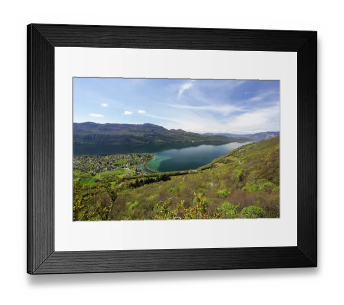 Framed Print : View of the bay of Gresine in spring, Lake Bourget, Alps, Brison-Saint-Innocent, Savoie, France. April, 2016 Framed Print : View of the bay of Gresine in spring, Lake Bourget, Alps, Brison-Saint-Innocent, Savoie, France. April, 2016