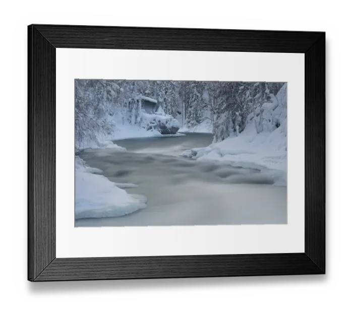 Framed Print : Myllykoski rapids in winter, Oulanka National Park, Kuusamo, Finland. January, 2024 Framed Print : Myllykoski rapids in winter, Oulanka National Park, Kuusamo, Finland. January, 2024