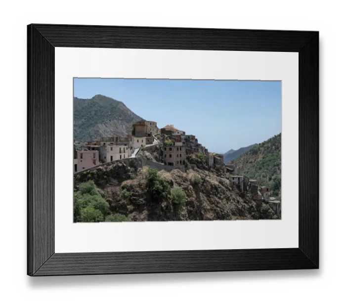 Framed Print : Village of Roghudi Vecchio abandoned in the 1970's due to devastating flooding and erosion after 1000 years of existence, Aspromonte National Park, Calabria, Italy. June, 2024 Framed Print : Village of Roghudi Vecchio abandoned in the 1970's due to devastating flooding and erosion after 1000 years of existence, Aspromonte National Park, Calabria, Italy. June, 2024