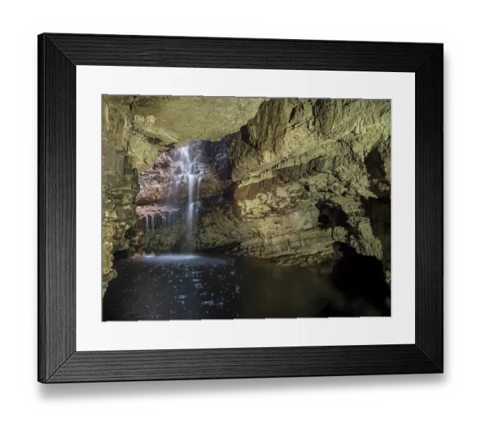 Framed Print : The Waterfall Chamber in Smoo Cave, a combined sea and freshwater cave, Sutherland, Northern Scotland, UK. July, 2017 Framed Print : The Waterfall Chamber in Smoo Cave, a combined sea and freshwater cave, Sutherland, Northern Scotland, UK. July, 2017