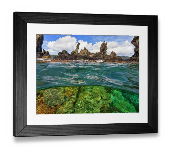 Framed Print : Split level view of 'Black Rocks' - the local name for this rocky outcropping Framed Print : Split level view of 'Black Rocks' - the local name for this rocky outcropping