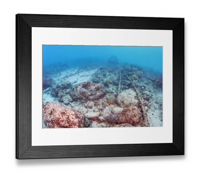 Framed Print : TransPacific undersea communication cables on the ocean floor off the island of Guam, Micronesia, Pacific Ocean. March, 2024