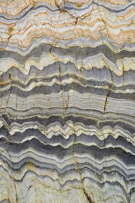 Framed Print : Abstract pattern detail in Slate rock, Kintra, Islay, Scotland