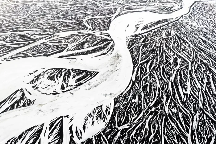 Framed Print : Aerial shot of Hverfisfljota glacial river branching out on the Skeidararsandur flood plains Framed Print : Aerial shot of Hverfisfljota glacial river branching out on the Skeidararsandur flood plains