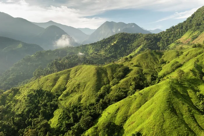 Framed Print : Aerial view of the Buritaca valley from the Finca la Profunda
