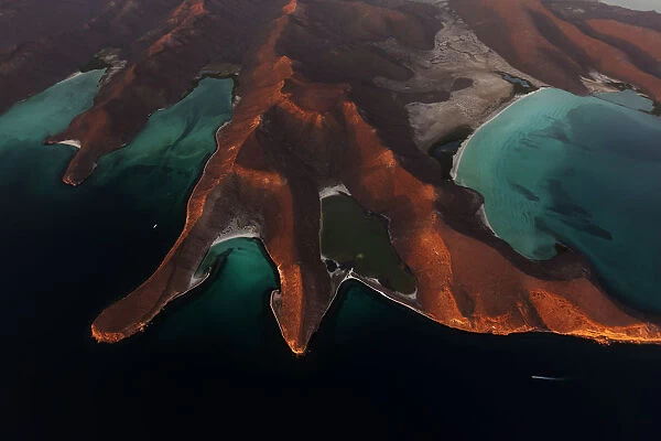 Aerial view of Espiritu Santo Island National Park, Sea of Cortez (Gulf of California)