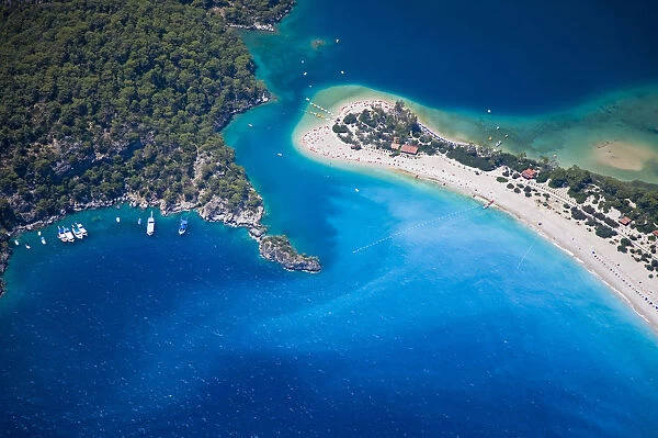 Aerial view of the famous Blue Lagoon and Belcekiz beach along the Turquoise coast