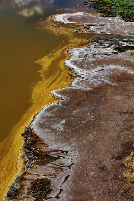 Framed Print : Aerial view of hypersaline soda lake, mineral formations sometimes generated by microorganisms, presence of large quantities of soda ash, Lake Magadi, Kenya. February, 2024 Framed Print : Aerial view of hypersaline soda lake, mineral formations sometimes generated by microorganisms, presence of large quantities of soda ash, Lake Magadi, Kenya. February, 2024