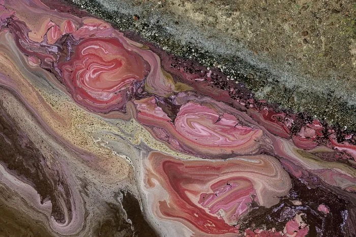 Framed Print : Aerial view of hypersaline soda lake, mineral formations sometimes generated by microorganisms, presence of large quantities of soda ash, Lake Magadi, Kenya. February, 2024