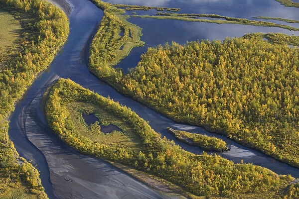 Aerial view of the Laitaure delta, Sarek National Park, Laponia World Heritage Site