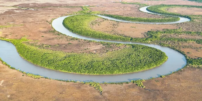 Framed Print : Aerial view of the lower Adelaide River flowing through seasonal floodplains in the late dry season, Northern Territory, Australia. October, 2024 Framed Print : Aerial view of the lower Adelaide River flowing through seasonal floodplains in the late dry season, Northern Territory, Australia. October, 2024