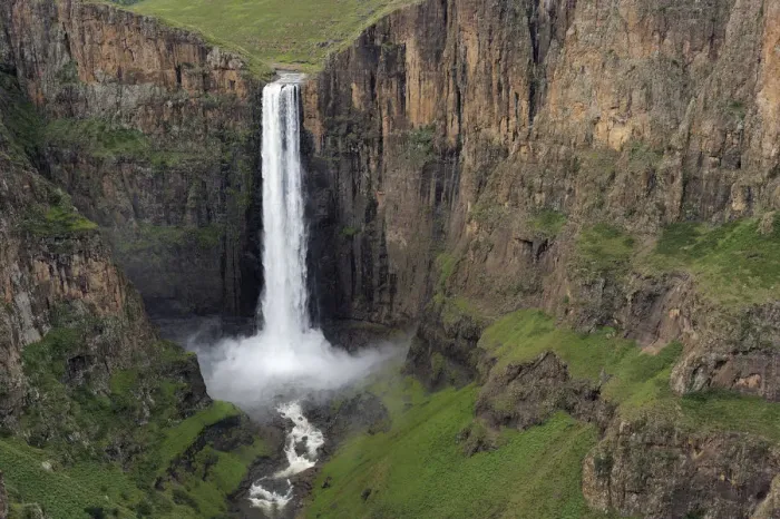 Framed Print : Aerial view of Maletsunyani falls Gorge, Lesotho Framed Print : Aerial view of Maletsunyani falls Gorge, Lesotho