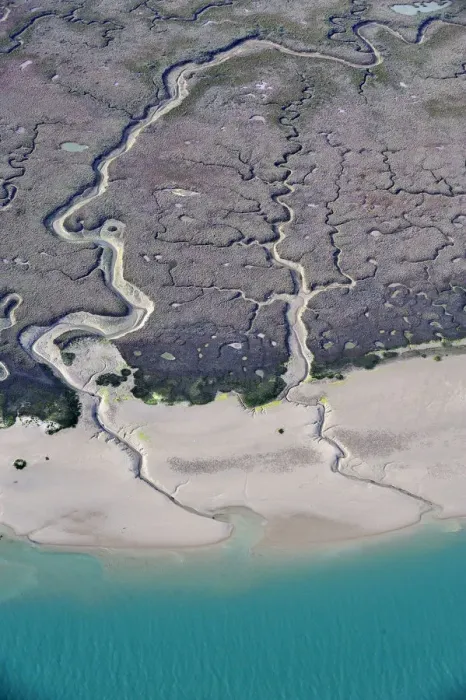 Framed Print : Aerial view of marshes on the coast, Baha de Cdiz Natural Park, Cdiz, Andalusia, Spain Framed Print : Aerial view of marshes on the coast, Baha de Cdiz Natural Park, Cdiz, Andalusia, Spain