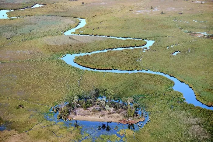 Framed Print : Aerial view of the Okavango Delta with channels, lagoons, swamps and islands, Botswana, Africa Framed Print : Aerial view of the Okavango Delta with channels, lagoons, swamps and islands, Botswana, Africa