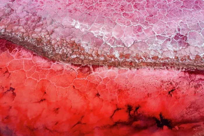 Framed Print : Aerial view of red soda on surface of Lake Magadi, Rift Valley, Kenya. September, 2023 Framed Print : Aerial view of red soda on surface of Lake Magadi, Rift Valley, Kenya. September, 2023