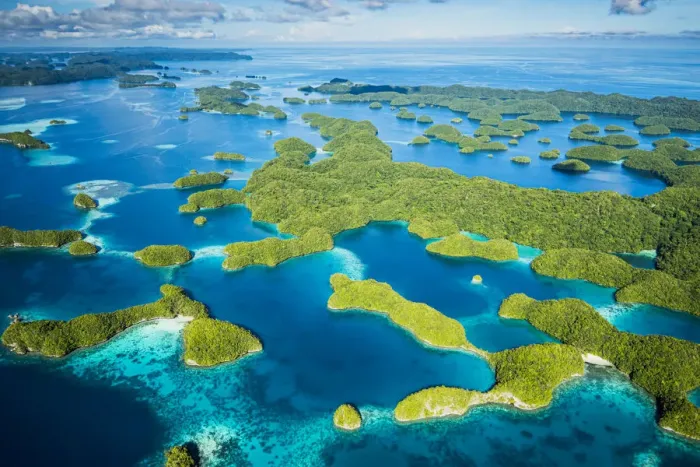 Framed Print : Aerial view of the rock islands, Palau Framed Print : Aerial view of the rock islands, Palau