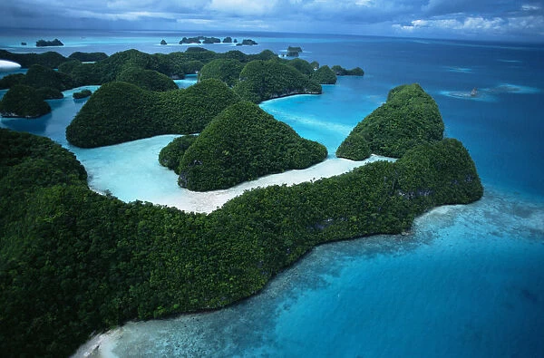Aerial view of the Rock Islands, Palau, Micronesia, December 2001