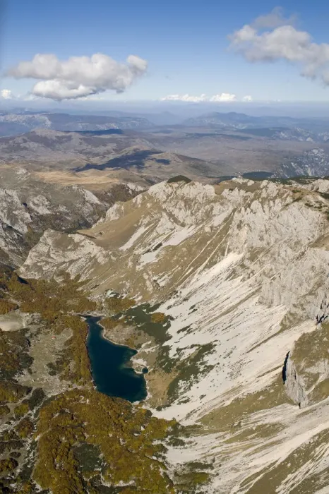 Framed Print : Aerial view of Skrcko Lake, Durmitor NP, Montenegro, October 2008 Framed Print : Aerial view of Skrcko Lake, Durmitor NP, Montenegro, October 2008