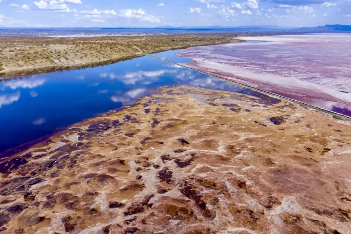 Framed Print : Aerial view of Soda lake, Lake Magadi, Rift Valley, Kenya. September 2019 Framed Print : Aerial view of Soda lake, Lake Magadi, Rift Valley, Kenya. September 2019