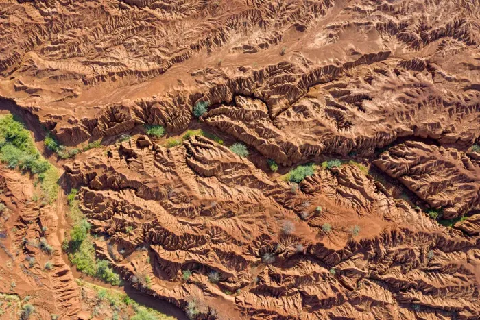 Framed Print : Aerial view of soil erosion, around Lake Bogoria, Kenya, September 2019 Framed Print : Aerial view of soil erosion, around Lake Bogoria, Kenya, September 2019