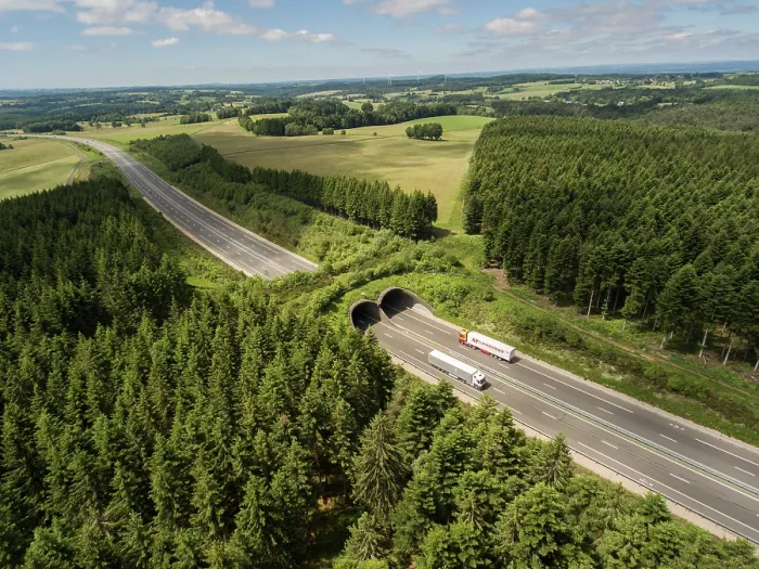 Framed Print : Aerial view of a wildlife crossing over the A89 highway, built in the 1970s, Puy-de-Dome, France. June, 2018 Framed Print : Aerial view of a wildlife crossing over the A89 highway, built in the 1970s, Puy-de-Dome, France. June, 2018