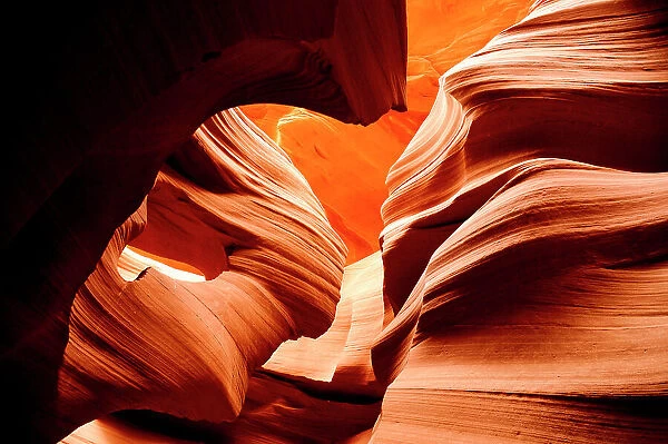 Antelope Canyon, a slot canyon formed of Navajo sandstone and shaped by water erosion, Arizona, USA