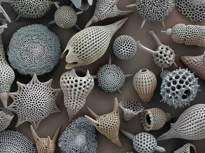 Framed Print : Assorted radiolaria, false-coloured scanning electron micrograph. The intricate mineral skeleton of a radiolarian is usually made of silica Framed Print : Assorted radiolaria, false-coloured scanning electron micrograph. The intricate mineral skeleton of a radiolarian is usually made of silica