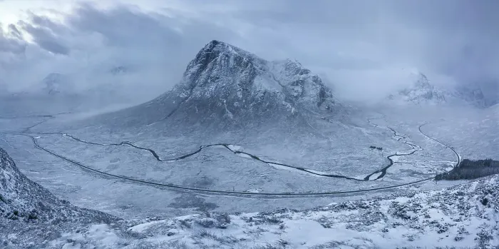 Framed Print : Autumn morning view to Buachaille Etive Mor from Stob Neinn a Chulaiste, with thick cloud and snow cover, Glencoe, Highlands, Scotland. November, 2017 Framed Print : Autumn morning view to Buachaille Etive Mor from Stob Neinn a Chulaiste, with thick cloud and snow cover, Glencoe, Highlands, Scotland. November, 2017