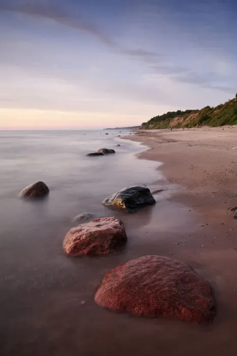 Framed Print : Baltic coastline with rocks in the sea, Latvia, June 2009