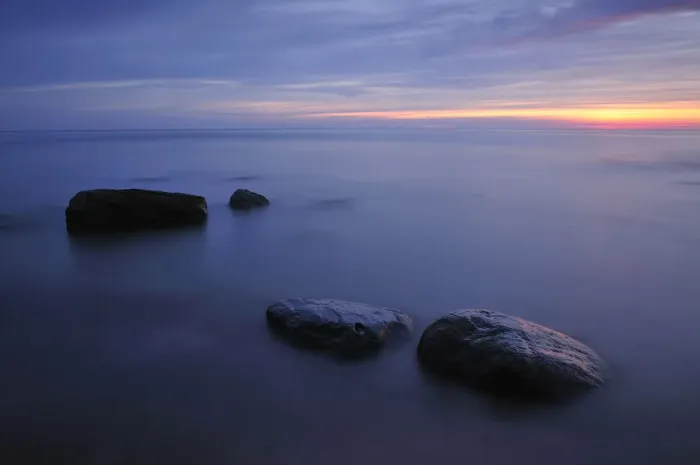 Framed Print : Baltic sea with rocks in shallow water, Latvia, June 2009
