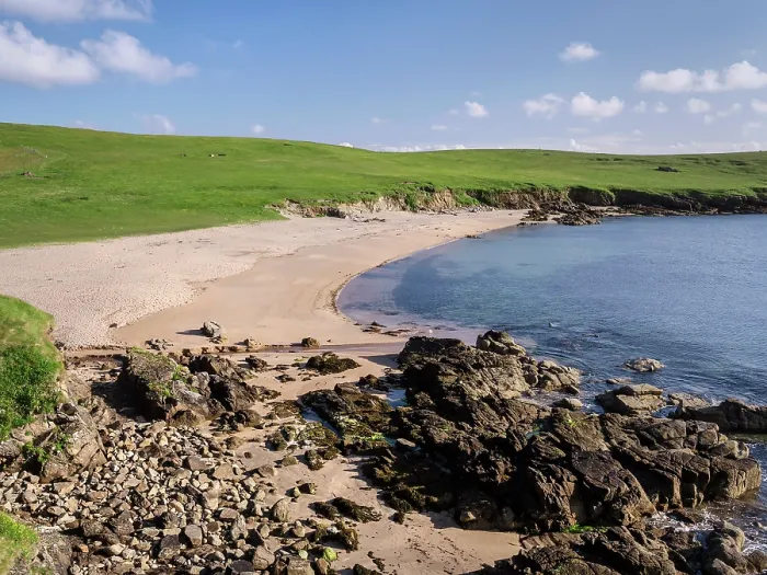 Framed Print : Beach at Wick of Skaw, Unst, Shetland Islands, Scotland, UK. July, 2017 Framed Print : Beach at Wick of Skaw, Unst, Shetland Islands, Scotland, UK. July, 2017