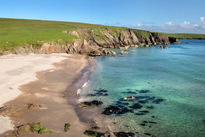 Framed Print : Beach at Wick of Skaw, Unst, Shetland Islands, Scotland, UK. July, 2017 Framed Print : Beach at Wick of Skaw, Unst, Shetland Islands, Scotland, UK. July, 2017