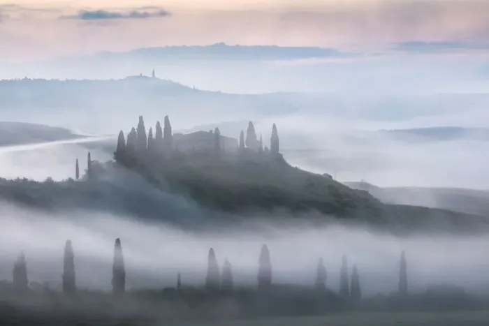 Framed Print : Belvedere at dawn, Val d Orcia, Tuscany, Italy, May 2018 Framed Print : Belvedere at dawn, Val d Orcia, Tuscany, Italy, May 2018