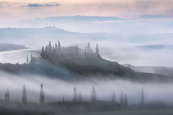 Belvedere at dawn, Val d Orcia, Tuscany, Italy, May 2018