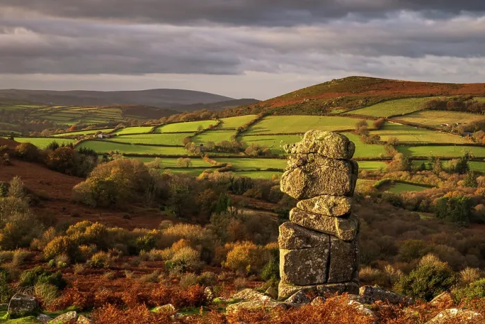 Framed Print : Bowerman's Nose granite stack and moorland backdrop bathed in late evening light, autumn, Dartmoor National Park, Devon, England, UK. November, 2024 Framed Print : Bowerman's Nose granite stack and moorland backdrop bathed in late evening light, autumn, Dartmoor National Park, Devon, England, UK. November, 2024