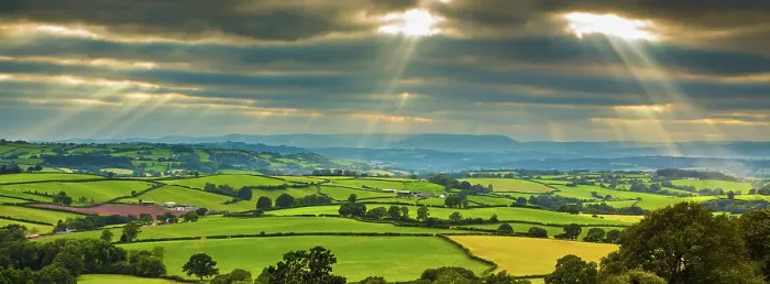 Framed Print : Brecon Beacons National Park mountains in background, Monmouthshire, Wales, UK, September 2012