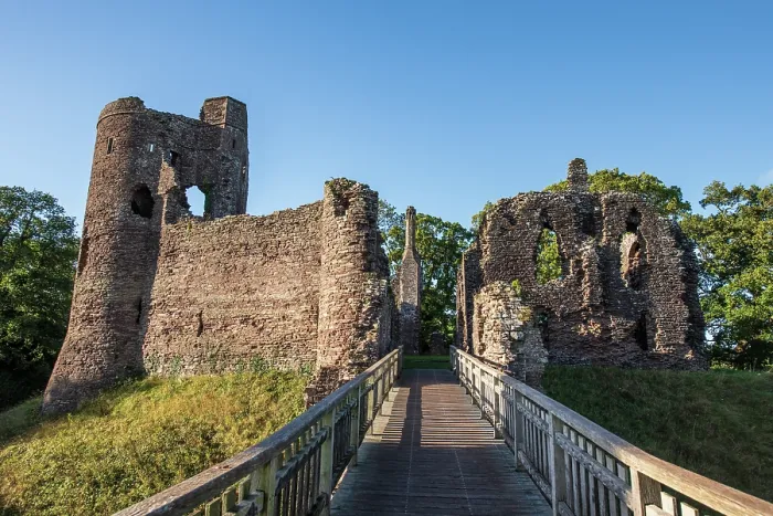 Framed Print : Bridge leading to ruins of Grosmont Castle tower, curtain wall and gatehouse with dry moat, Gwent, Monmouthshire, Wales, UK, October 2023 Framed Print : Bridge leading to ruins of Grosmont Castle tower, curtain wall and gatehouse with dry moat, Gwent, Monmouthshire, Wales, UK, October 2023